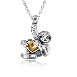 YAFEINI Sloth Gifts 925 Sterling Silver Sloth Chain Necklace Sloth Jewellery for Women Men, Silver, No Gemstone