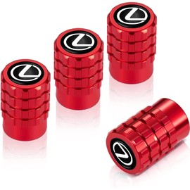 Air Valve Cap, Lexus, High-Grade Alloy, for Cars and Motorcycles, Tire Valves, Set of 4, Lexus, Red