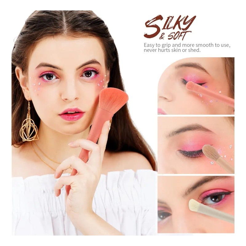 Juego De Brochas Docolor 17pcs + Esponja Y Bolsa De