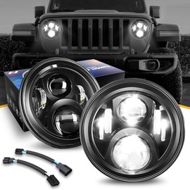 NUVISION LIGHTING LED Projector Headlight High Low Beam Compatible with 97-17 Jeep Wrangler 2018 Wrangler JK with Wiring Harness (Left & Right) DOT Approved, NVL-HL-006