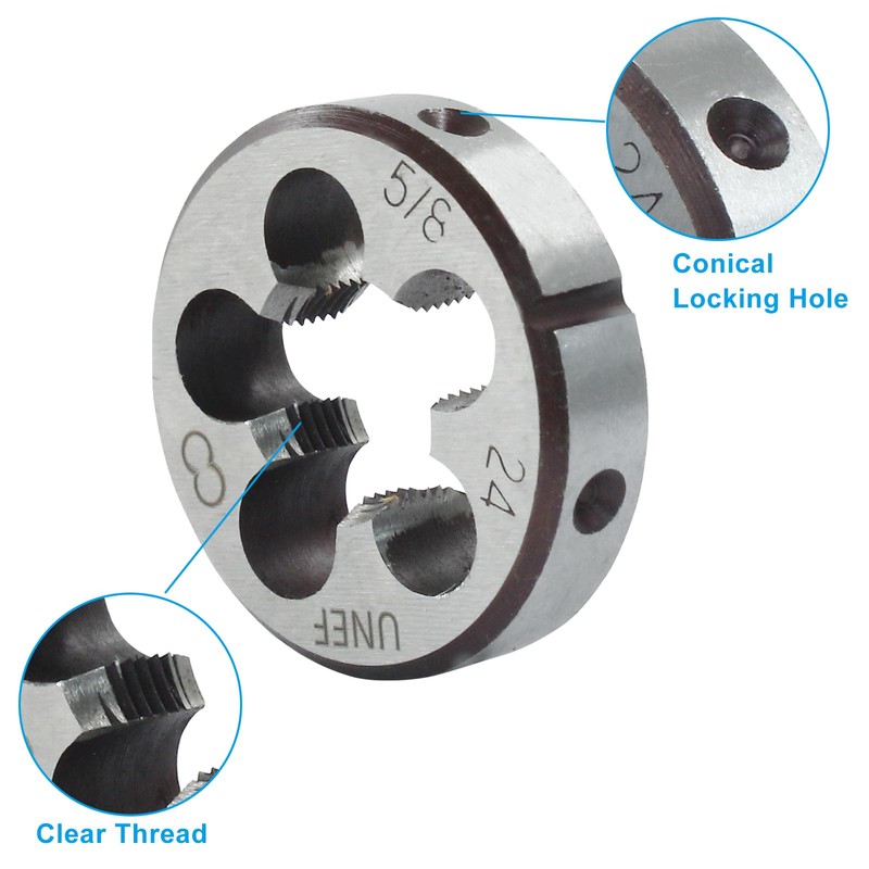 HARSKIYER 5/8"-24 UNEF Tap and Die Set, HSS Machine Thread