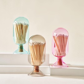 Includes 100 Match Sticks Glass Match Cloche with Striker - Blue with Cork Stopper - Fireplace, Home, Living Room, Office, Decor Decorative Candle Matches Gifts for Women Her - 6.7" H X 3"