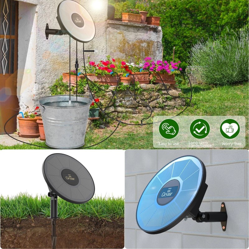 CIRYASR 50ft Solar Drip Irrigation Automatic Watering System 2200mAh Battery