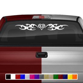 Sticky Creations Heart Decal Sticker Windshield Window Banner Vinyl Graphic Tribal Flame Decoration Car Truck SUV Vehicle Front Rear Back 36"x4.25"+ (Design #168-05)