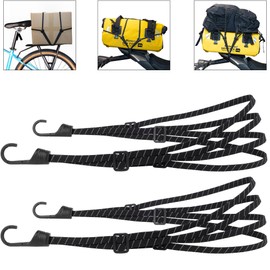 Pack of 2 Luggage Tensioners, Expander with Hooks, Lashing Straps with Hooks, Short Tie Down Straps with 4 Sliding Buckle, Lashing Strap for Bike, Pannier Rack, Tie Down Strap for Motor