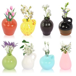 Mini Vase Magnet Pack of 8 Mini Vases Magnets Fridge 3D Magnet Vase Cute Funny Fridge Magnets for Family Kitchen and Office Decoration