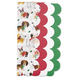 Current Doggies Scalloped Edge Tissue Paper Sheets - Christmas and Holiday Present-Wrapping, Bulk, Variety, 24 Sheets of Assorted Tissue Paper, 19 x 25”