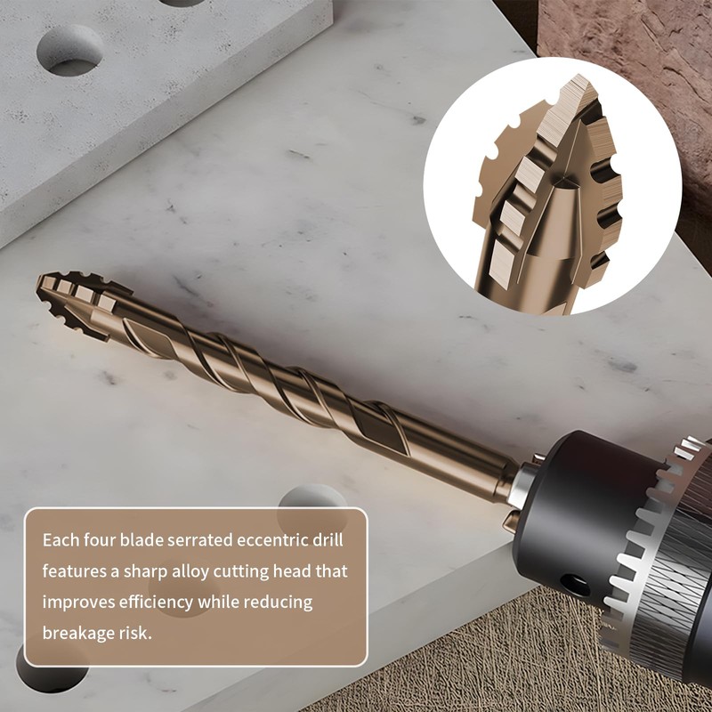 4 Pcs Sawtooth Eccentric Drill Bit Set, VEINARDYL High-Strength Heavy