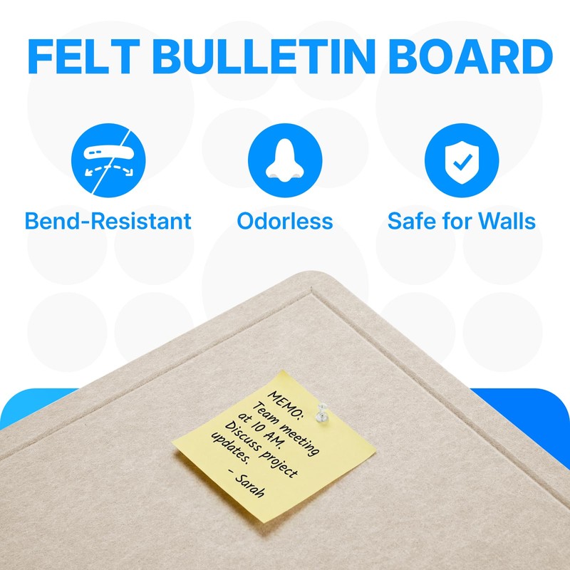OWLKELA 36 x 24 inch Felt Bulletin Board, Self-Adhesive Pin