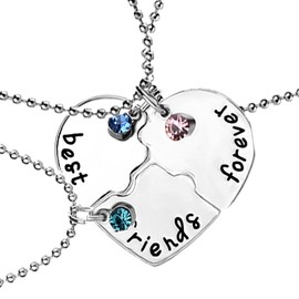 Visxcnu Pack of 3 Friendship Necklaces Best Friends Chains BFF Necklace Friendship Chain Alloy for Girls Birthday Gifts Pendant Chain