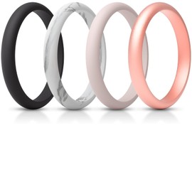 ThunderFit Women’s Silicone Thin and Stackable Anniversary Rings, Silicone Wedding Bands, 2.5mm Wide 2mm Thick, Variety Multipack 1-12