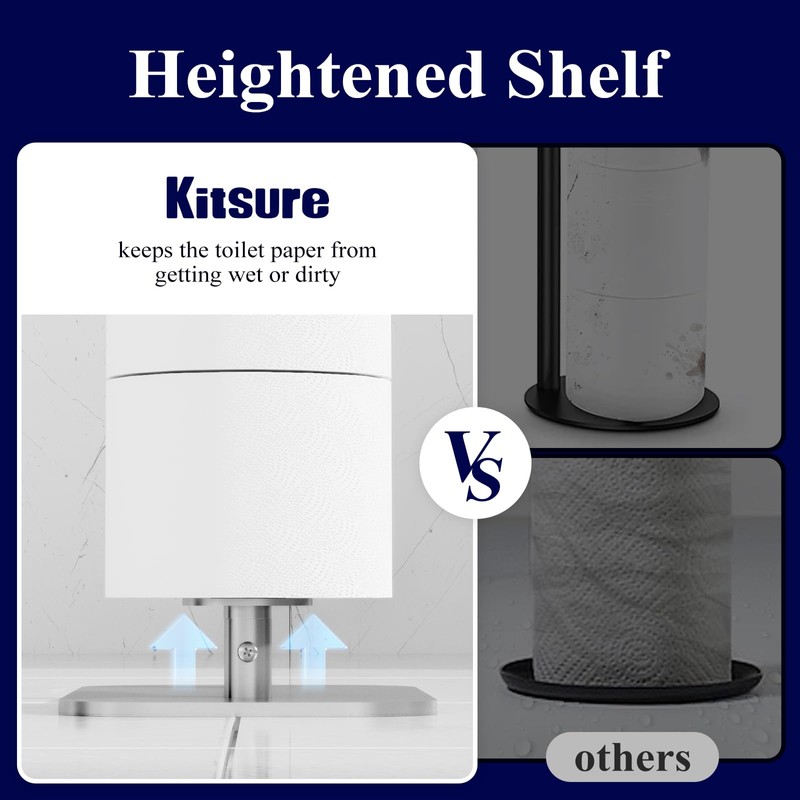 Kitsure Toilet Paper Holder Free Standing – Rustproof Metal Toilet