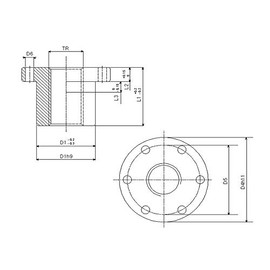 Trapezoidal Thread Nut Flange EBFM 16 x 4 Right Gunmetal
