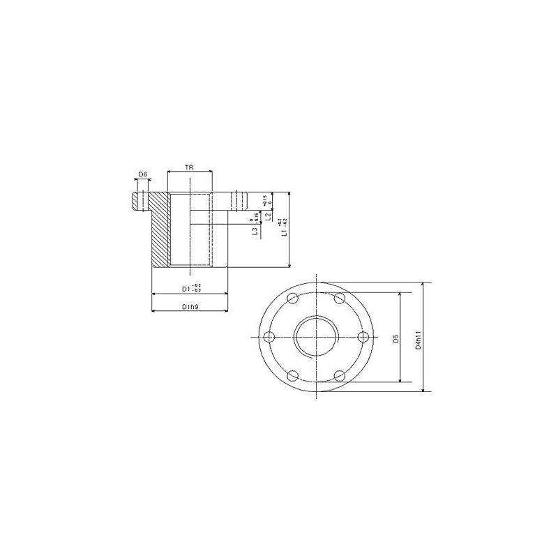 Trapezoidal Thread Nut Flange EBFM 16 x 4 Right Gunmetal