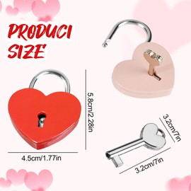 Pack of 2 Heart Lock with Key Mini Vintage Key Love Lock Mini Decorative Padlock for Diary Travel Locker Jewellery Storage Box