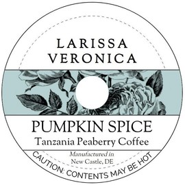 Pumpkin Spice Tanzania Peaberry Coffee (Single Serve K-Cup Pods) (Gourmet, Naturally Flavored, Whole Coffee Beans) (12 pods, ZIN: 577009)