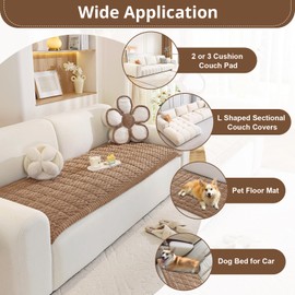 OstepDecor Chair Cover for Dogs, Couch Arm Cover, Sofa Headrest Covers Pet Friendly, Thick Soft Sofa Slipcovers Cushion Protector for Recliner Loveseat Leather L Shaped Sofa (27.6" x 27.6", Brown)