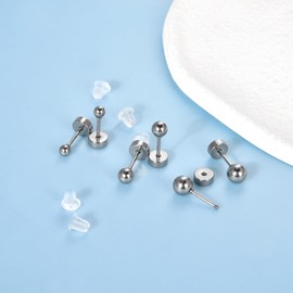 Titanium Earrings Hypoallergenic Women Men Girls G23 Titanium Stud Earrings with Screw Back Small Zirconia Stud Earrings 3 mm 4 mm 5 mm, Titanium, Cubic Zirconia