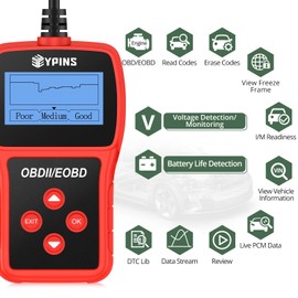 EYPINS Car OBD2 Scanner Diagnostic Tool - Live Check Engine Fault OBDII Diagnostic Code Reader,Battery Detect,I/M Readiness,DTC 88 Data Code Reader for All OBDII Protocol Cars Since 2006