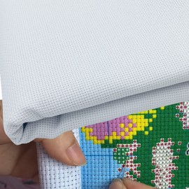 aufodara Cross Stitch Fabric White 145 x 100 cm Aida Fabric for Embroidery 14 Count Cotton Embroidery Fabric Large Cross Stitch Cloth (White)