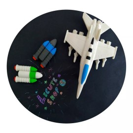 Tochain Goma Borrar Avion Jet Cohete Escolar Niños Borrador