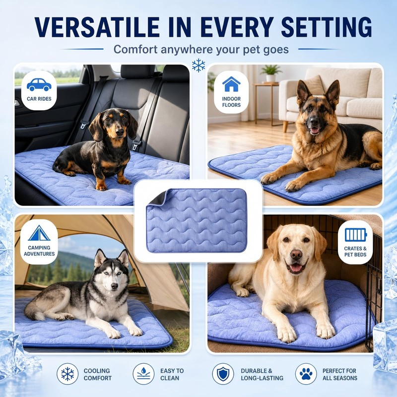 2 Pack Dog Cooling Mats 44" x 28", Q-Max 0.5+