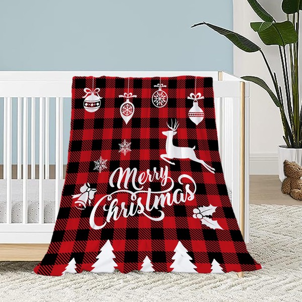 Neatee Living Christmas Baby Throw Blanket Small Red Plaid Christmas