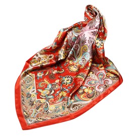 FAIRYGATE Retro Seidenschal Damen Klassische Hochwertige Satin Seide Quadratischer Schal Bandana Kopfschmuck Haarband Senior Zubehör Sommer 61021