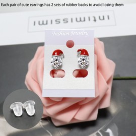Christmas Earrings for Women, Girls Red Christmas Hat Earring Stud, Crystal Gem Earrings Fit for Christmas and Thanksgiving Theme Events Jewelry, Gifts (Silver Christmas earrings)