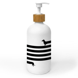 ChissNook Dachshund Lover Gifts Soap Dispenser, Funny Long Dachshund Glass Dish Soap Dispenser for Kitchen, Weiner Dog Gifts Refillable Handsoap Pump Bottle for Bathroom Countertop Kitchen