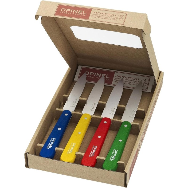 Opinel Küchenmesserset 4-teilig farbige Buchenholzgriffe 254316