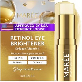 MAREE Retinol Under Eye Brightener Stick - Under Eye Balm - Dark Circles & Bags Corrector - Undereye Wrinkle Balm Stick for Mature Skin with Collagen - Undereye Brightener Cream Moisturizer for Face