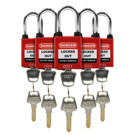 HiLKCO Lockout Tagout Lock Set 5 Pack Red Dustproof Padlocks OSHA Compliant Safety Loto Locks for Lock Out Tag Out Stations 2 Keys per Padlock (Keyed Difference,5 Red Locks)