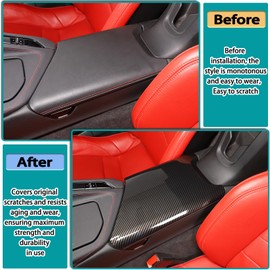 Hudiriy ABS Center Console Protector Pad Automobile Waterproof Armrest Box Cover Compatible with Corvette C8 2020-2023 Car Armrest Box Panel Protect Trim Accessories (Carbon Fiber Pattern)