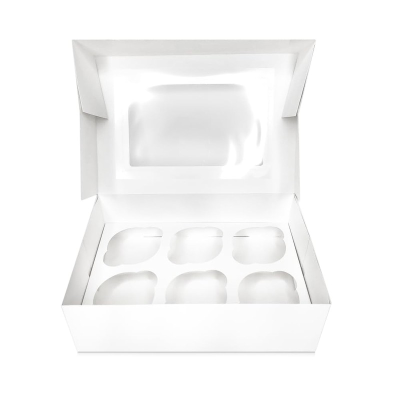 FALGUN 10 x Premium White 6 Hole Cavity Cupcake Boxes