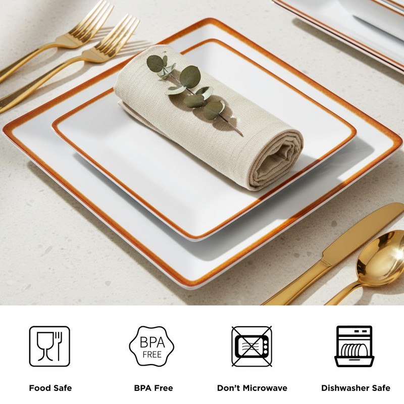 TP 12-Piece Melamine Dinnerware Sets, Plates and Bowls Dishes Set