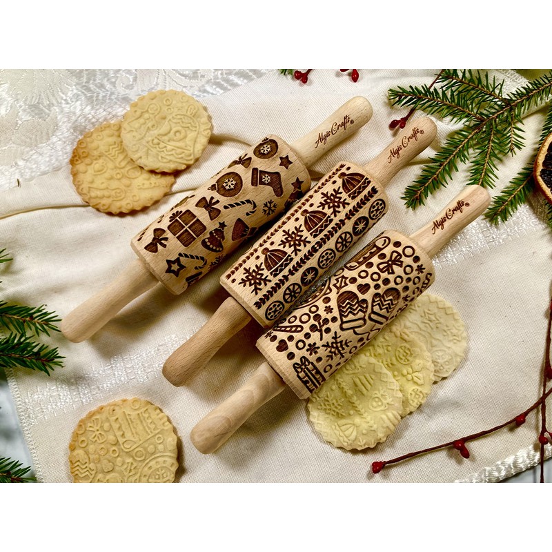 Christmas Fun Set of 3 Children's Rolling Pins for Homemade