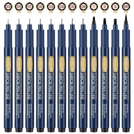 Drawing Pens, Limous 12 Sets FineLiner Pens 0.15mm to 0.5mm Micro Calligraphy Pens, Pigment Ink Pens for Illustration, Sketching, Art Watercolor, Manga, Calligraphy and Scrapbooking