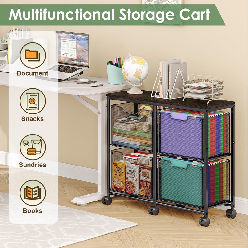 Sbanmao 4 Drawer Lateral File Cabinet, Mobile Filing Cabinet, Printer