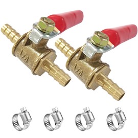 ANPTGHT 1/4" Hose Barbed Brass Ball Valve Heater Hose Shut Off Valve Pipe Tubing Fitting for Air Gas Fuel Oil 4 Clamps Included (2 pack)