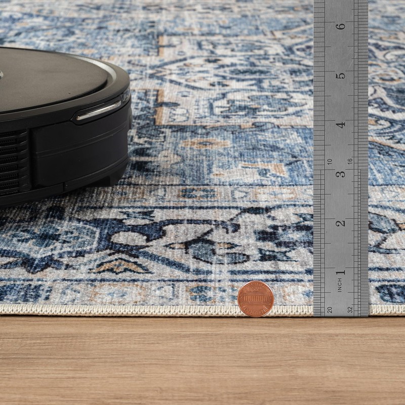 Bloom Rugs Caria Washable Non-Slip 7 ft Runner - Blue