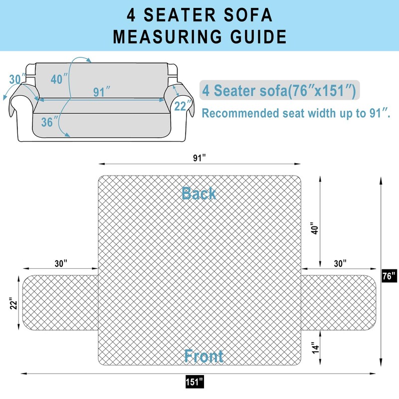 Luxshare Home Reversible 4 Seater Sofa Cover 91 Inch Large