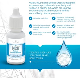 Waiora Natural Cellular Defense (NCD) Liquid Zeolite Drops, Clinoptilolite for Men & Women - Supplement for Immune, Healthy Gut Support, Cleanse, pH Balance (0.5oz Bottle, 2 Ct – 180 serv)