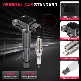 4X Spark Plugs and Ignition Coil Pack For 2003-11 Honda Civic Element CR-V UF311