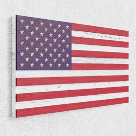 AquaChase American Flag Wall Decor, 17"x9" Patriotic Wooden Art Decoration for Home & Office, Handmade Solid Wood Hanging Plaque Sign for Entryway, Mantel, Living Room, Porch, Front Door
