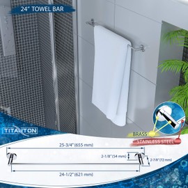 TITANTON 1501 - Bathroom Hardware Set - Towel Bar Kit - Toilet Paper Holder - Robe Hook - Wall Mounted - Material Brass in Polished Chrome Finish