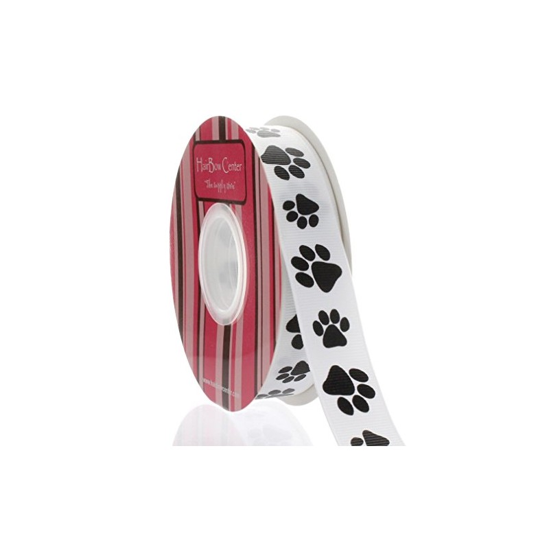 7/8" Black Paw Grosgrain Ribbon 25 Yards