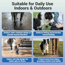 Botines para perro para patas lesionadas, botas transpirables de recuperación de heridas, calcetines para perros para evitar lamer patas, protector im