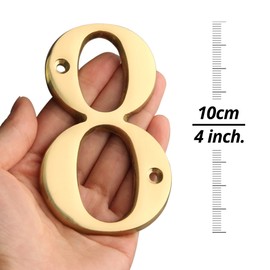 HASWARE 4" Brass Modern Curvy House Number Polished Brass Stylish Door Numbers Sign Street House Address Numbers (9, Brass)