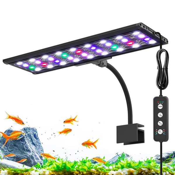 AQQA Clip On Full Spectrum Aquarium LED Lighting, 24/7 Mode